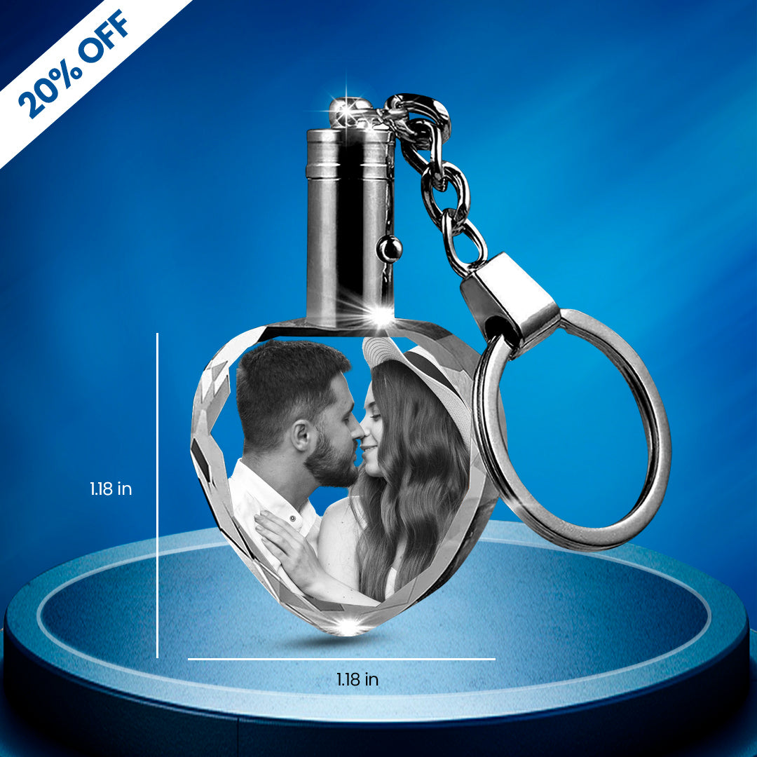 Crystal Photo Keychain with LED Light –Personalized Gift