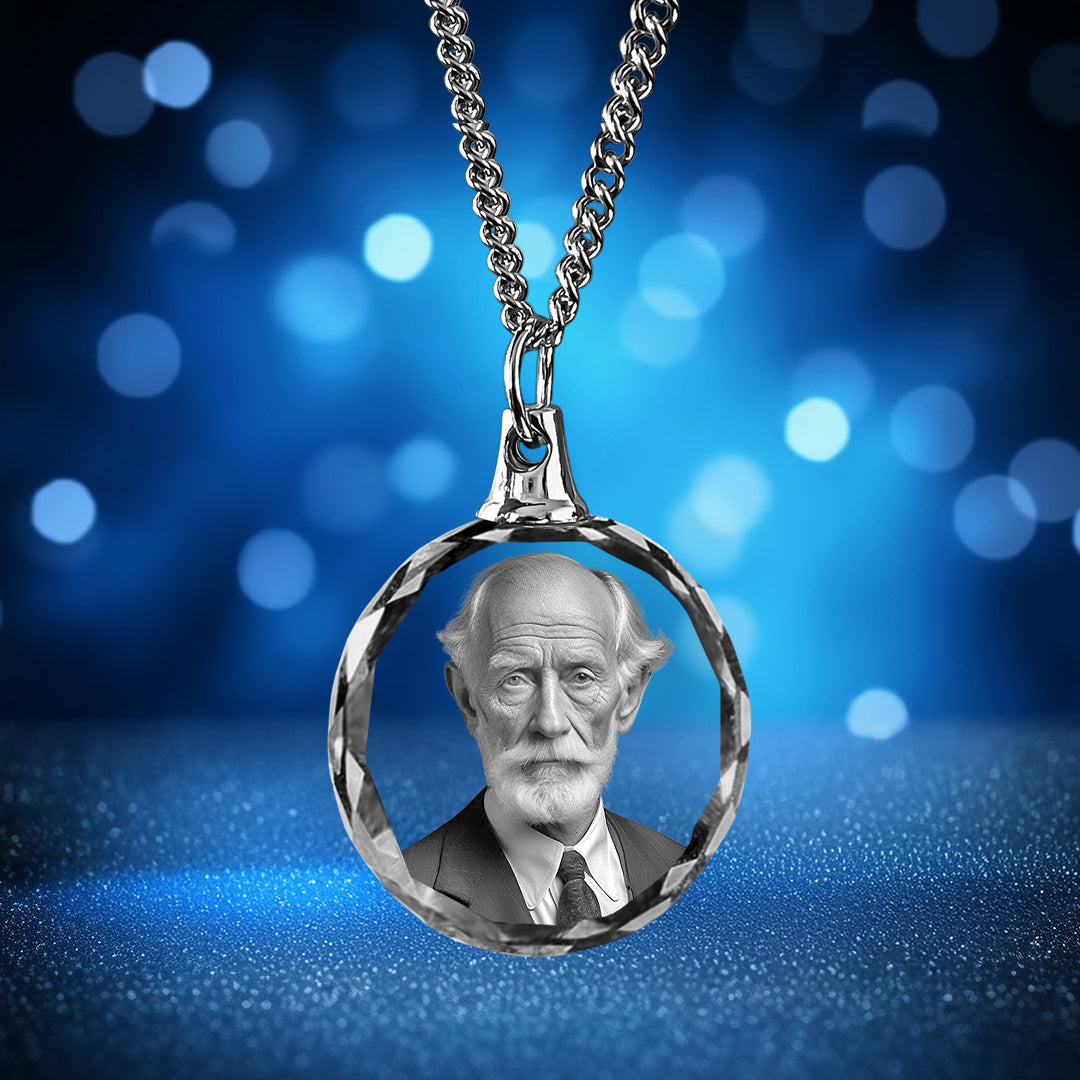 Memorial 3D Crystal Round Necklace – Custom Gift for Women, Men