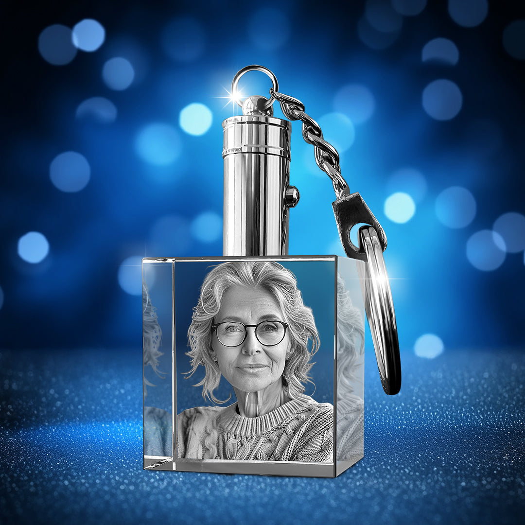 Memorial Custom 3D Crystal Photo Keychain