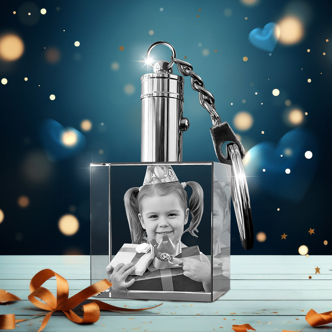 Birthday's 3D Crystal Photo Keychain