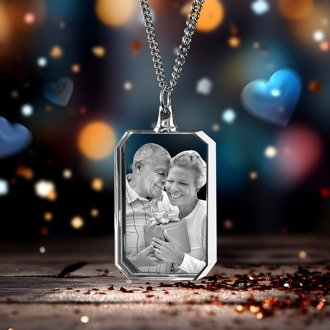 Anniversary Day Square-Shaped 3D Crystal Necklace