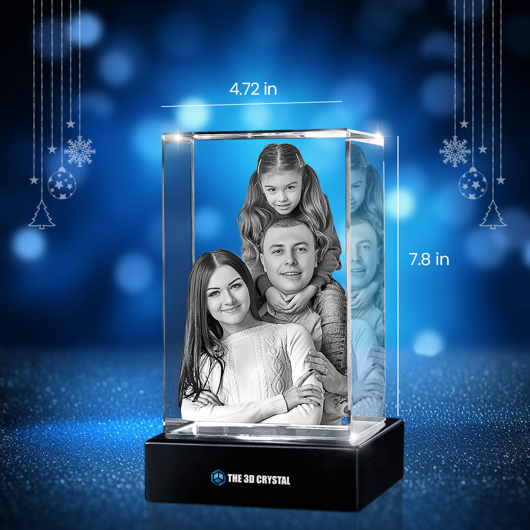 Custom 3D Crystal Cube Photo Frame with LED Lights – Wedding Day Gift