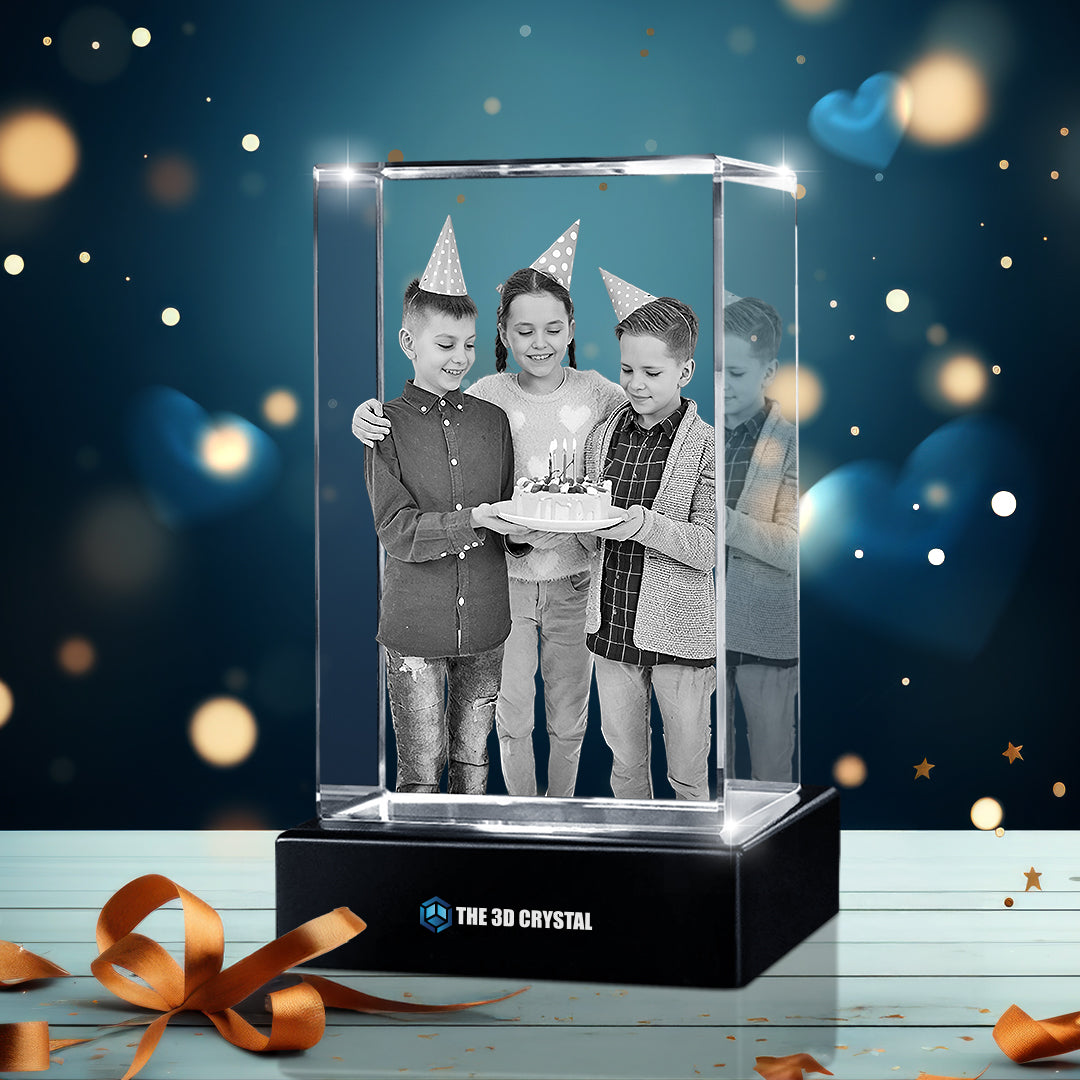 Custom 3D Crystal Cube Photo Frame with LED Lights – Birthday Gift