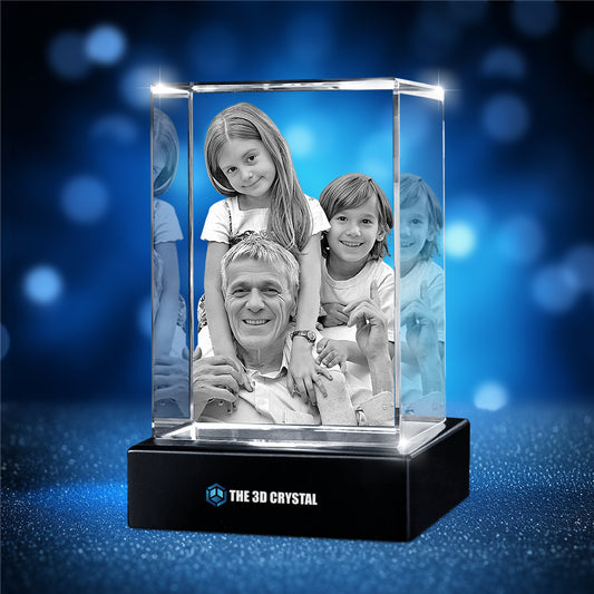 Custom 3D Crystal Cube Photo Frame with LED Lights – Heritage Series
