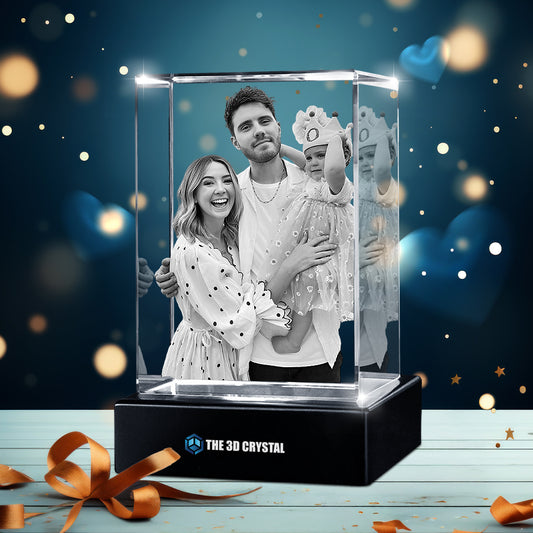 Custom 3D Crystal Cube Photo Frame with LED Lights – Birthday Gift