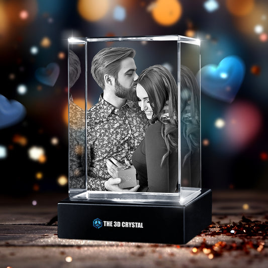 Custom 3D Crystal Cube Photo Frame with LED Lights – Anniversary Gift