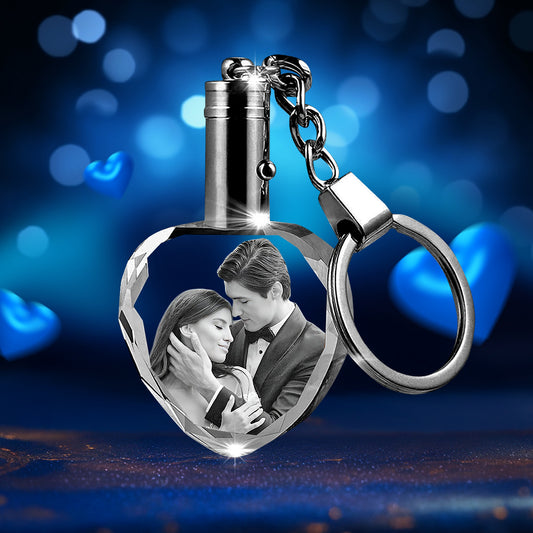 Custom Crystal Photo Keychain with LED Light – Wedding day Gift