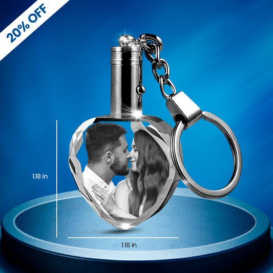 Crystal Photo Keychain with LED Light –Personalized Gift