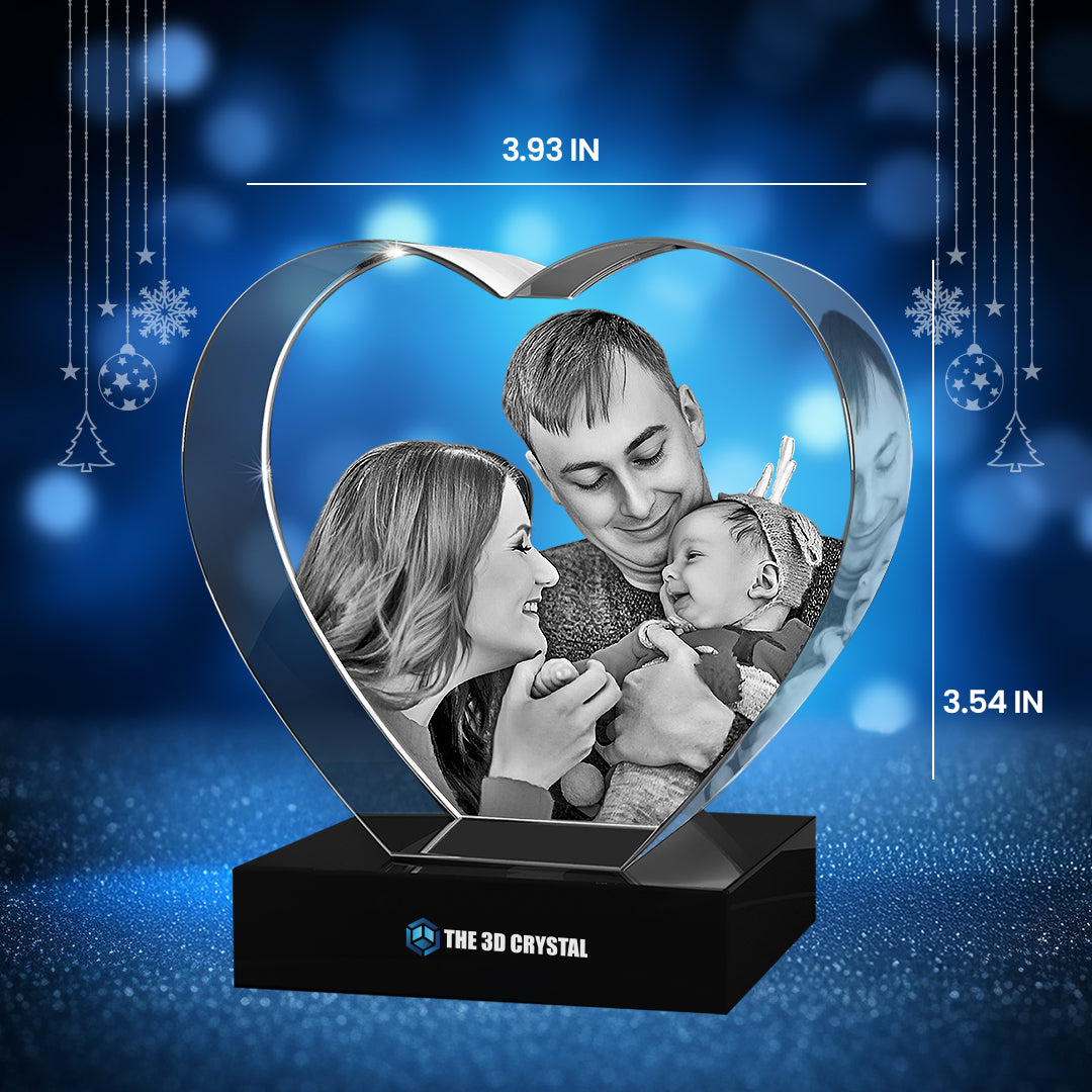3D Crystal Heart For  Christmas Day