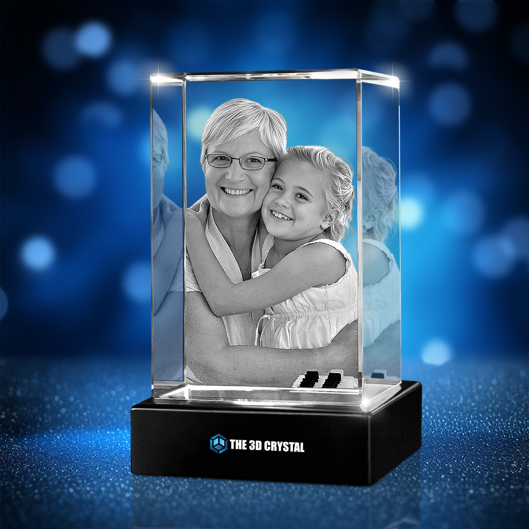 Custom 3D Crystal Cube Photo Frame with LED Lights – Heritage Series