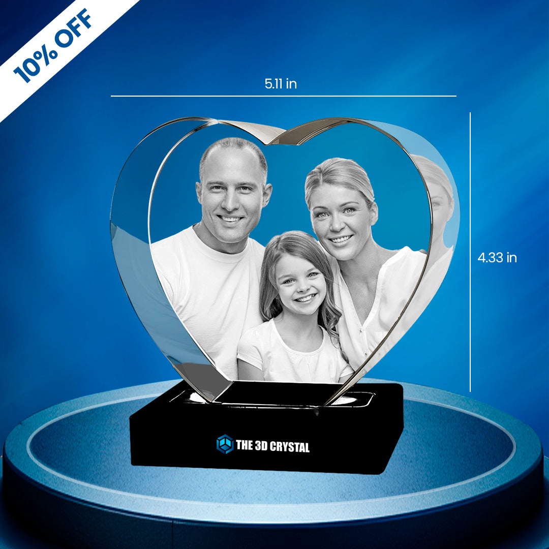 3D Crystal Heart Personalised Gift