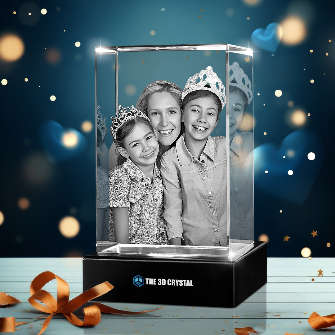 Custom 3D Crystal Cube Photo Frame with LED Lights – Birthday Gift