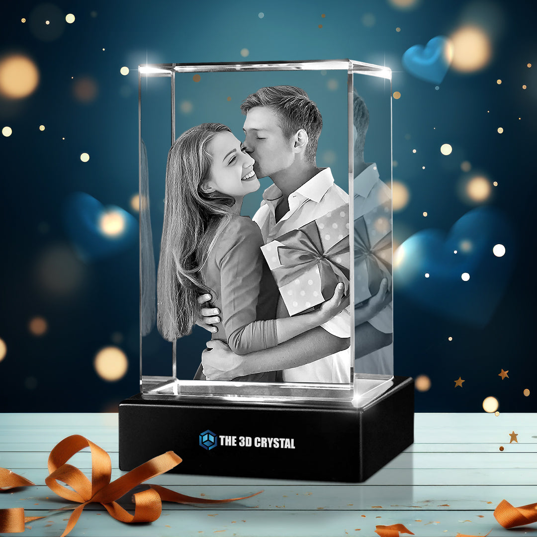 Custom 3D Crystal Cube Photo Frame with LED Lights – Birthday Gift