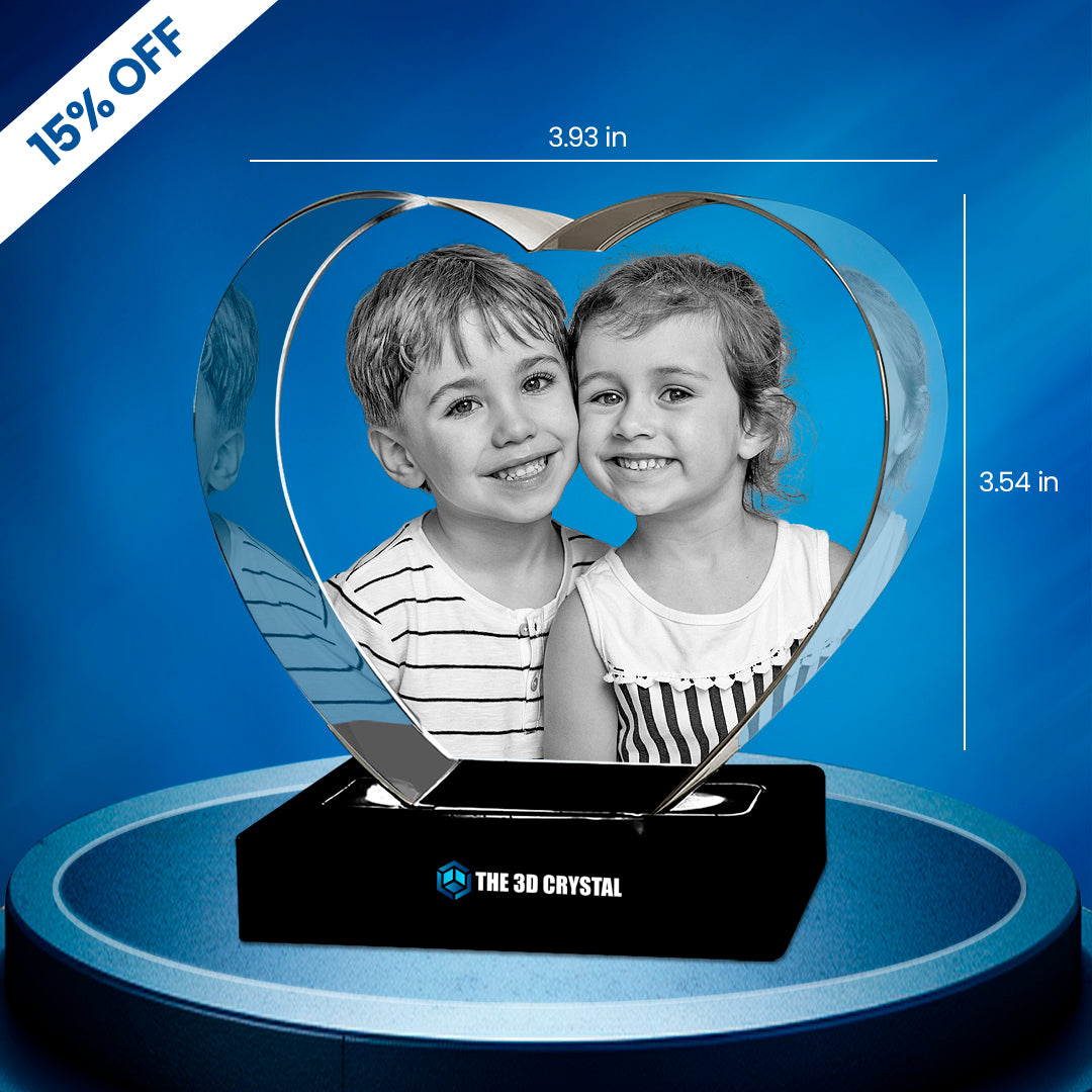 3D Crystal Heart Personalised Gift