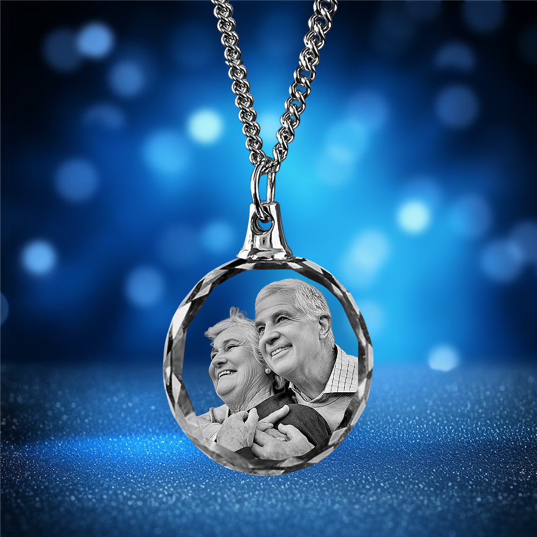 Heritage Series 3D Crystal Round Necklace – Custom Gift for Women, Men