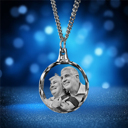 Heritage Series 3D Crystal Round Necklace – Custom Gift for Women, Men