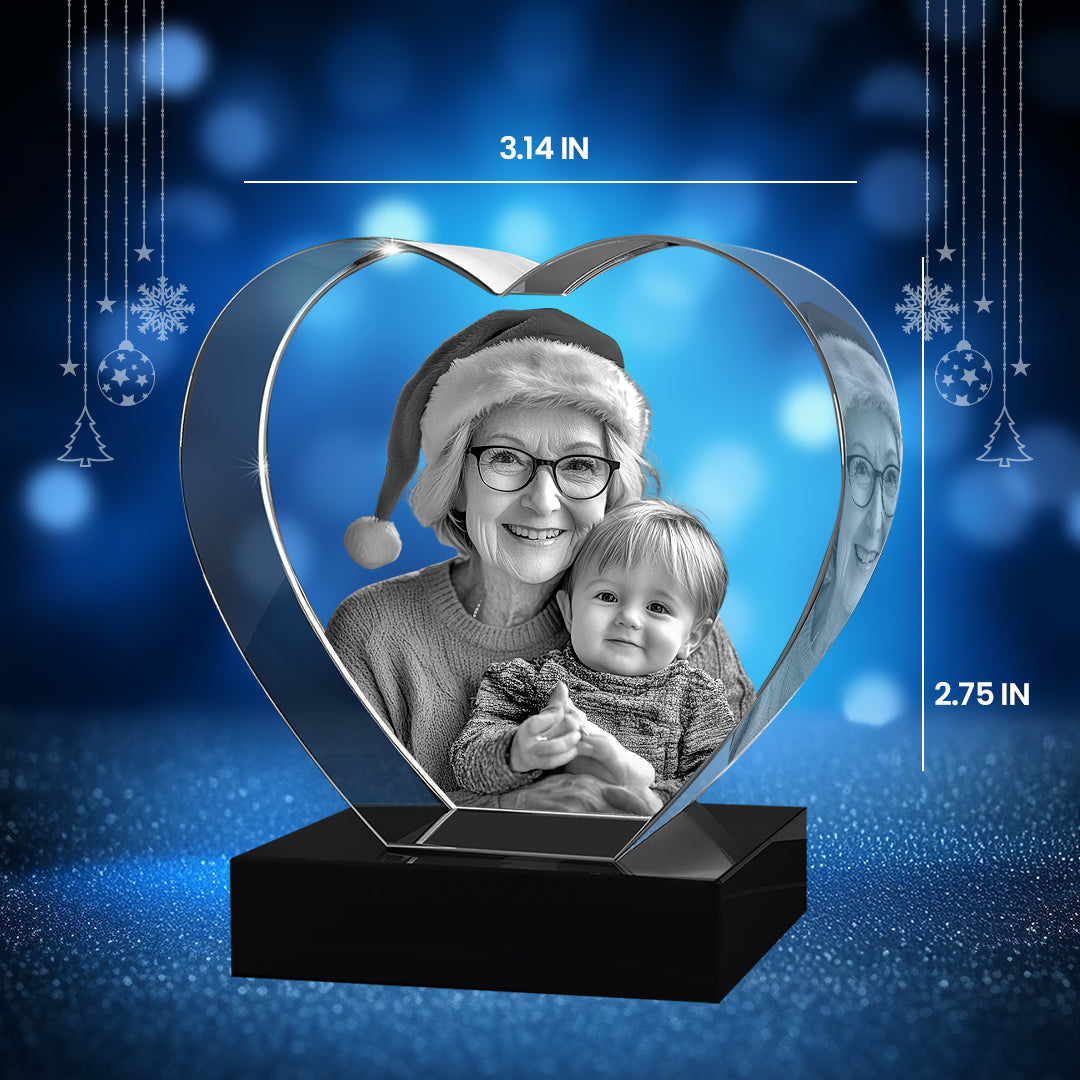 3D Crystal Heart For  Christmas Day