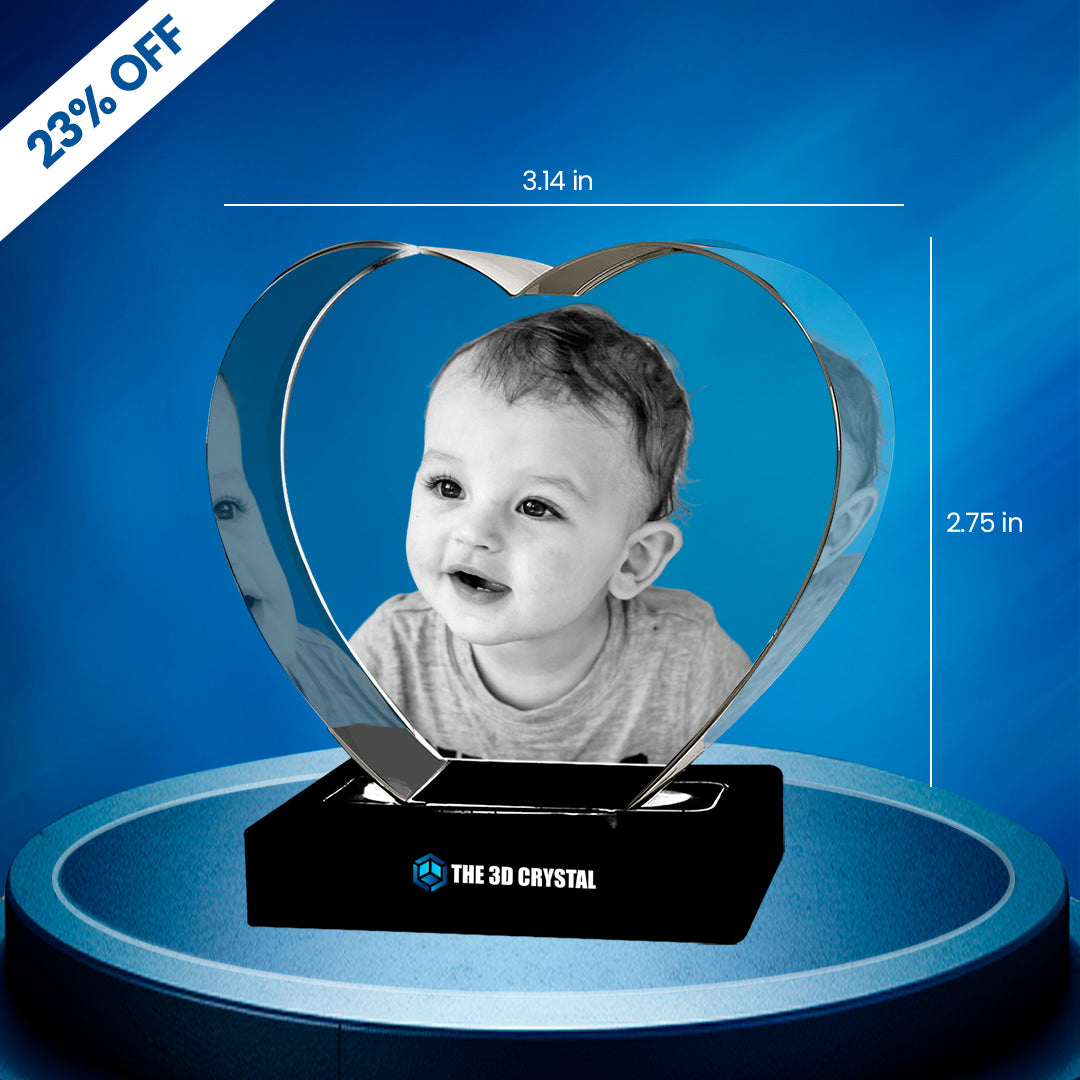 3D Crystal Heart Personalised Gift