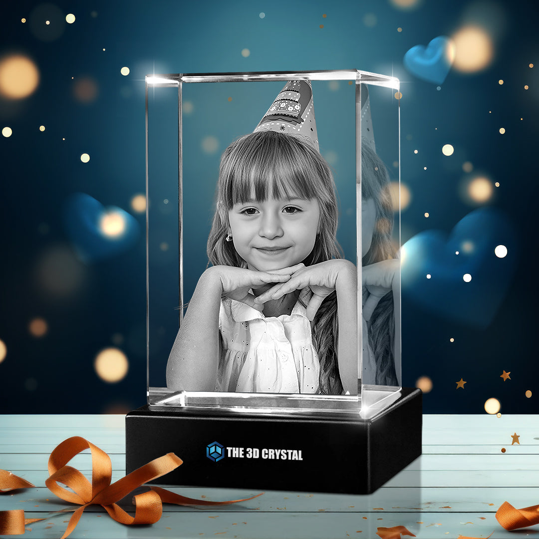 Custom 3D Crystal Cube Photo Frame with LED Lights – Birthday Gift