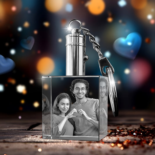 Anniversary Day Custom 3D Crystal Photo Keychain