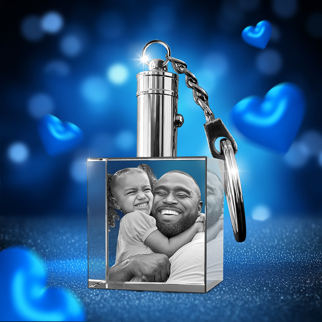 Father's Day Gift Custom 3D Crystal Photo Keychain