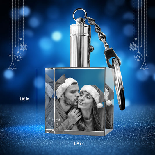 Christmas Day Custom 3D Crystal Photo Keychain