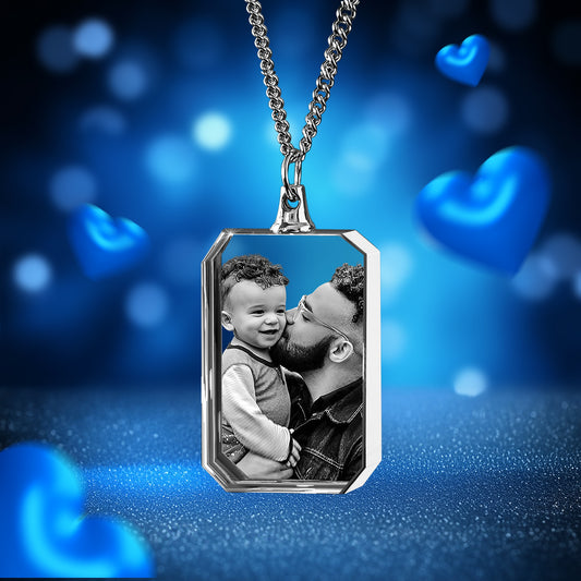 3D Crystal Square Necklace – Father's Day Gift