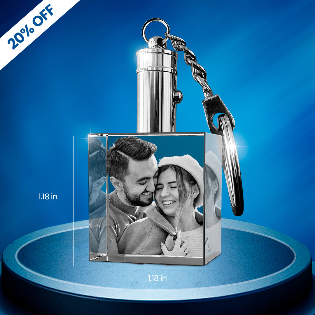Personalized Gift Custom 3D Crystal Photo Keychain