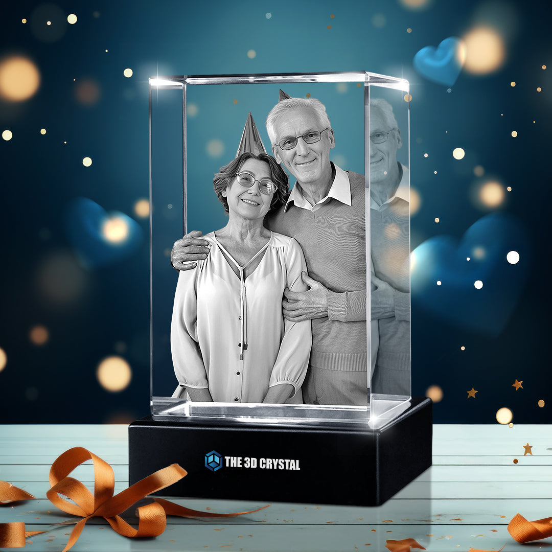 Custom 3D Crystal Cube Photo Frame with LED Lights – Birthday Gift