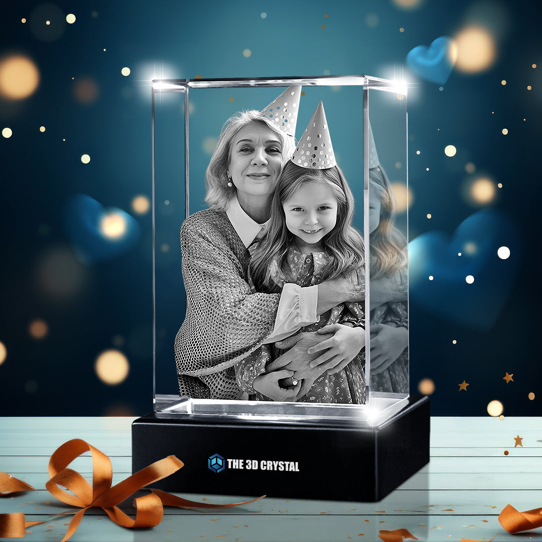 Custom 3D Crystal Cube Photo Frame with LED Lights – Birthday Gift