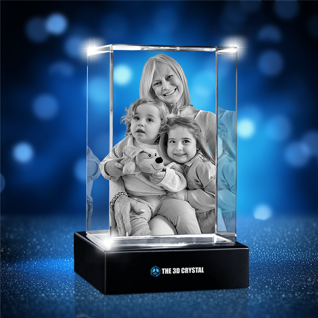 Custom 3D Crystal Cube Photo Frame with LED Lights – Heritage Series