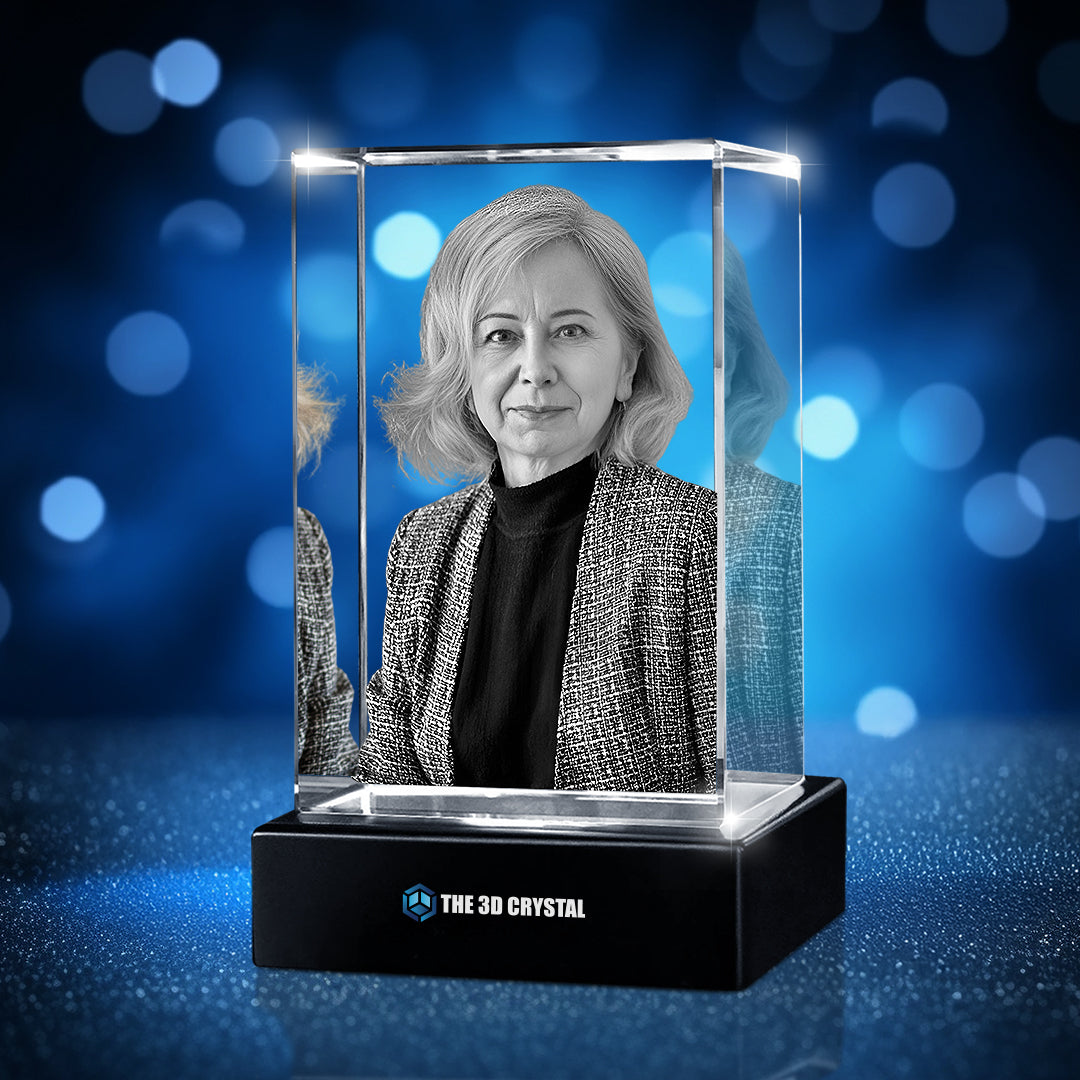 Custom 3D Crystal Cube Photo Frame with LED Lights – Memorial