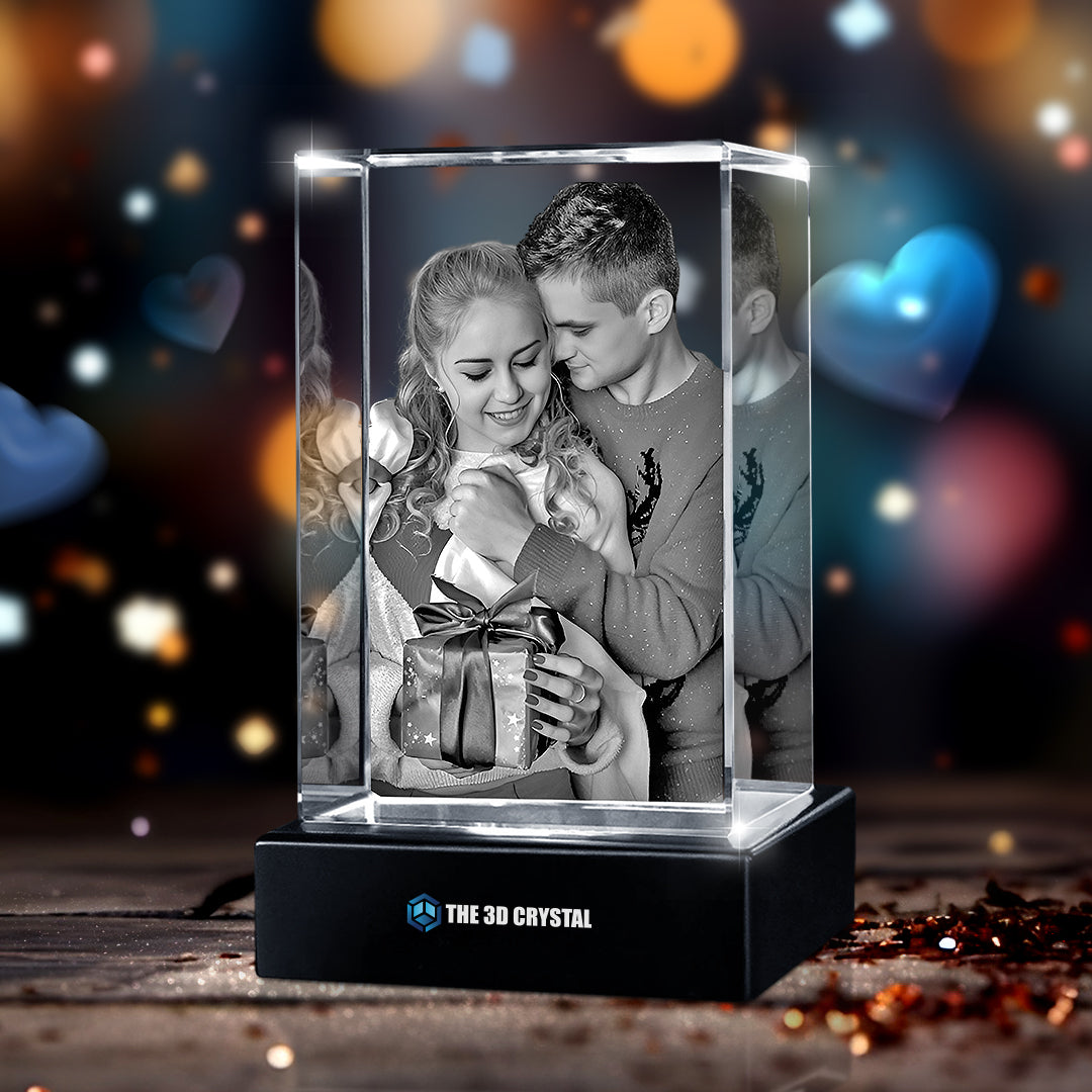 Custom 3D Crystal Cube Photo Frame with LED Lights – Anniversary Gift