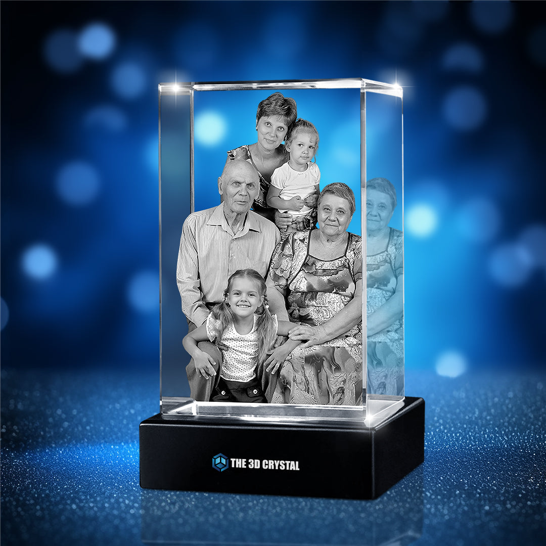 Custom 3D Crystal Cube Photo Frame with LED Lights – Heritage Series
