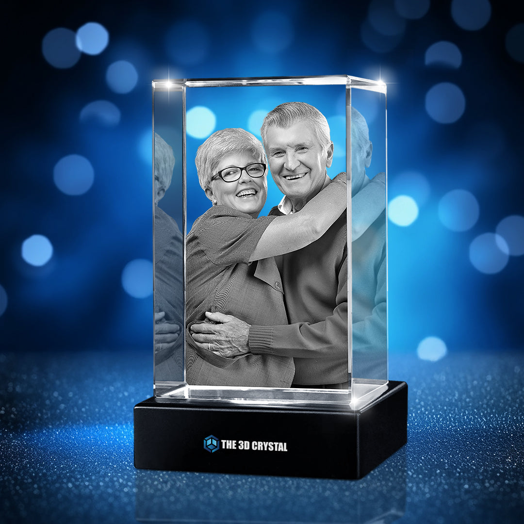 Custom 3D Crystal Cube Photo Frame with LED Lights – Memorial